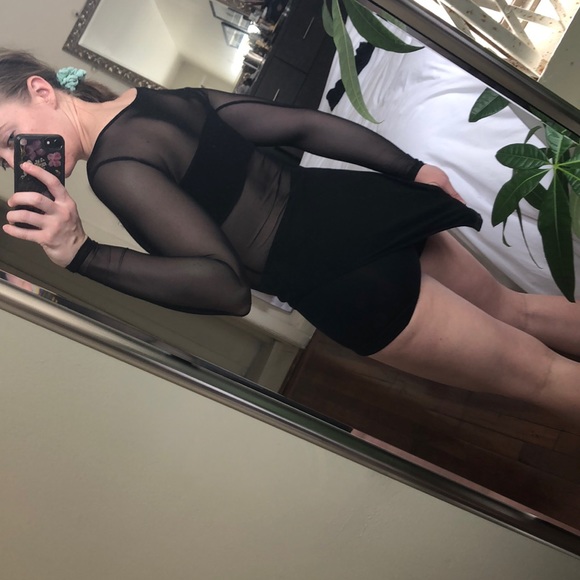 Black bodysuit with mesh cut-outs - Picture 3 of 6